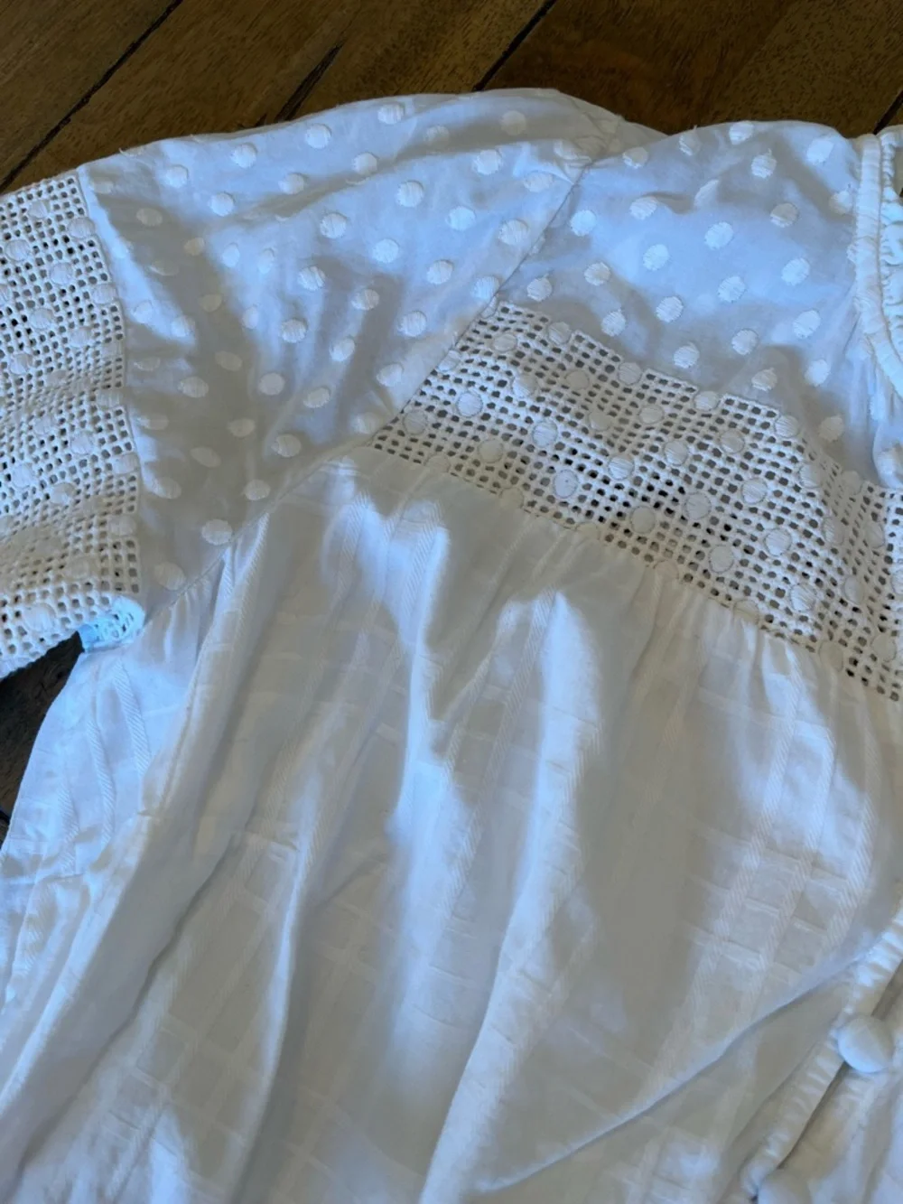 LOFT White Cotton Tie-Waist Dress with Eyelet Detail size XLP - Picture 4 of 7